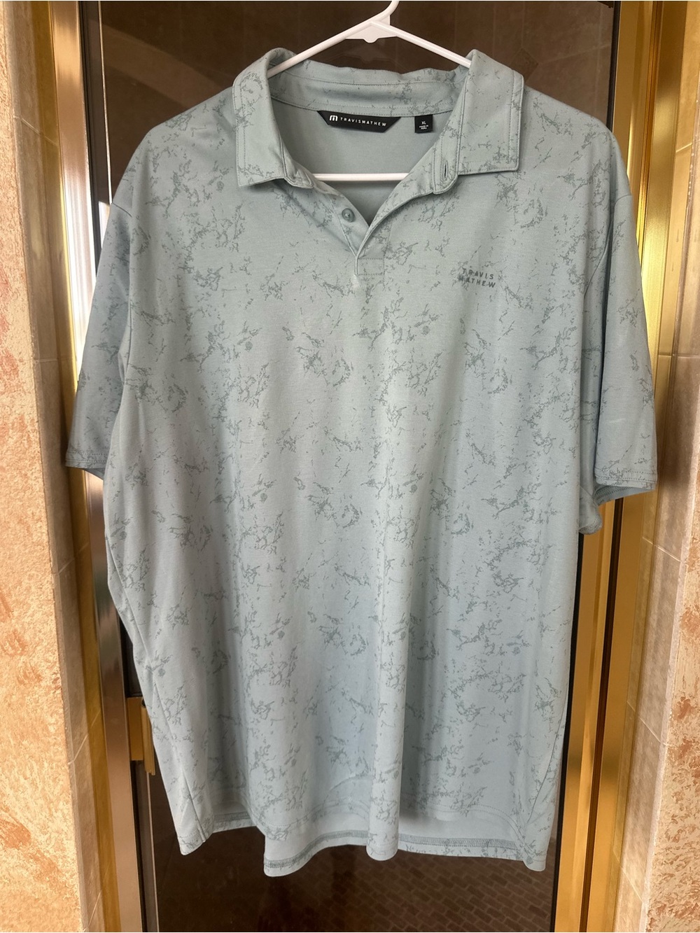 Travis Mathew Men's Pale Blue Marble-Print Polo